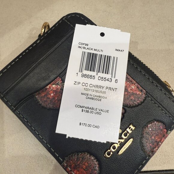 coach Zip Card Case With Cherry Print cdf99 - Picture 4 of 4